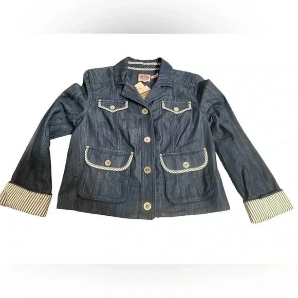 Juicy Couture Roll Up Cuffs Y2K Cropped  Jean Jacket Size Small - Picture 2 of 13